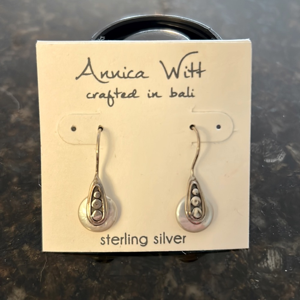NEW Anica Witt sterling silver two-tone earrings from Bali
